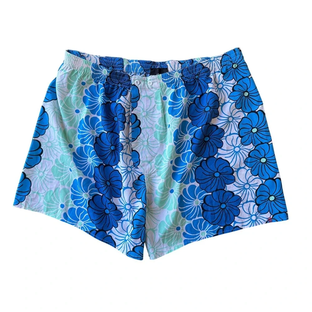 BDG Urban Outfitters Mens Floral bf Boxer Shorts Blue Teal Retro Flower Print XL